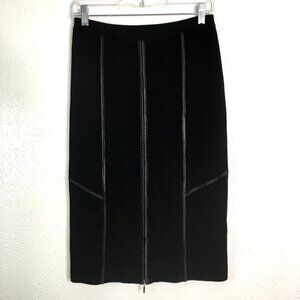 CYRUS Black Leather Trim Front Zipper Pencil Skirt SIZE SMALL